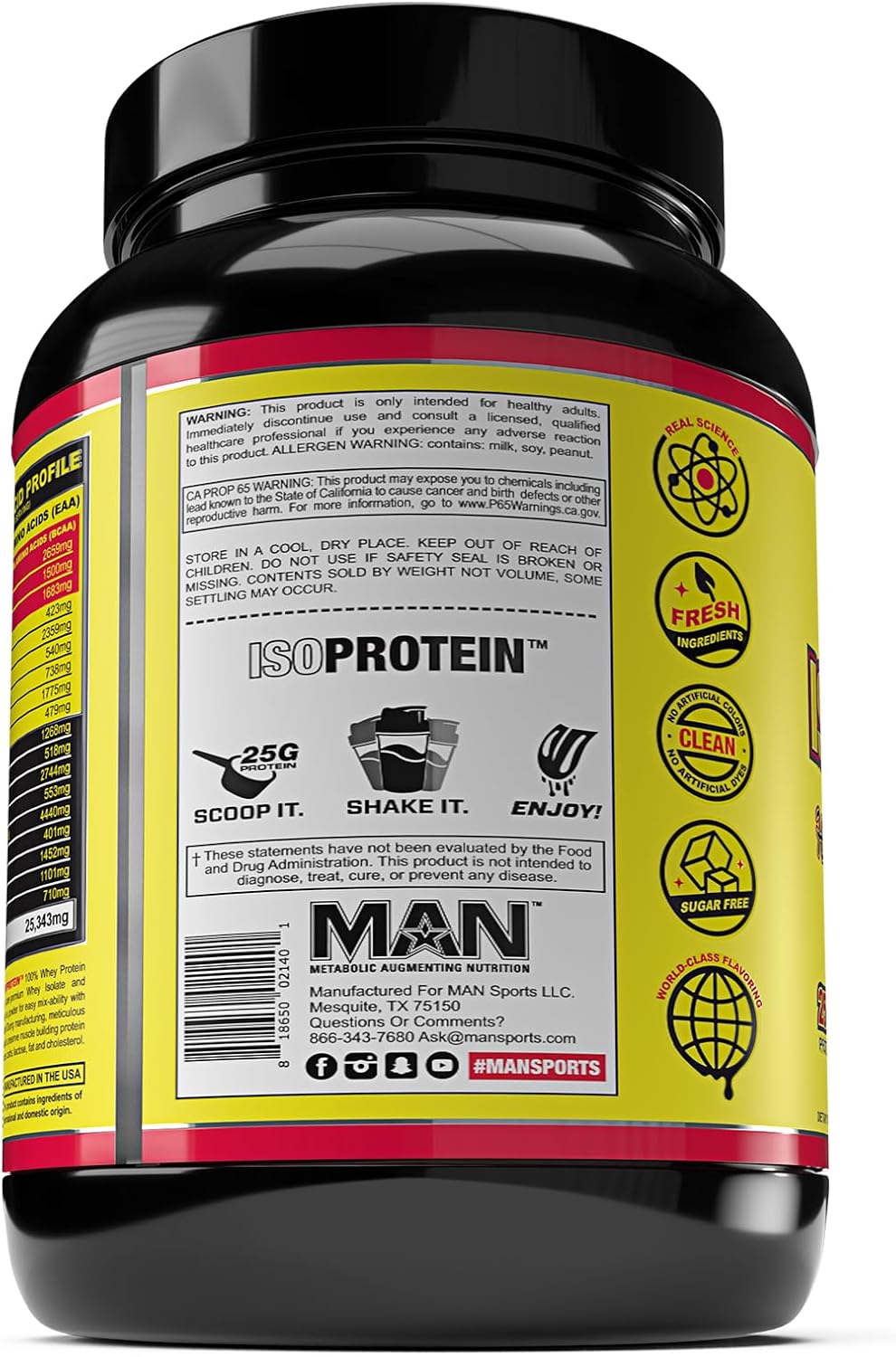 Chocolate Milk Sportsman Man Sports ISO-Protein: 100% Pure Hydrolyzed Whey Protein Isolate Powder - 1.47lbs (20 Days Supply)