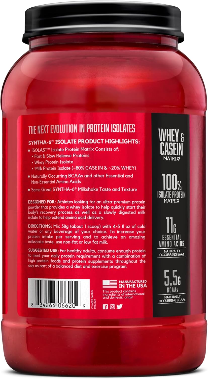 Chocolate Milkshake BSN SYNTHA-6 Isolate Protein Powder: Whey & Milk Protein Isolate, 24 Servings