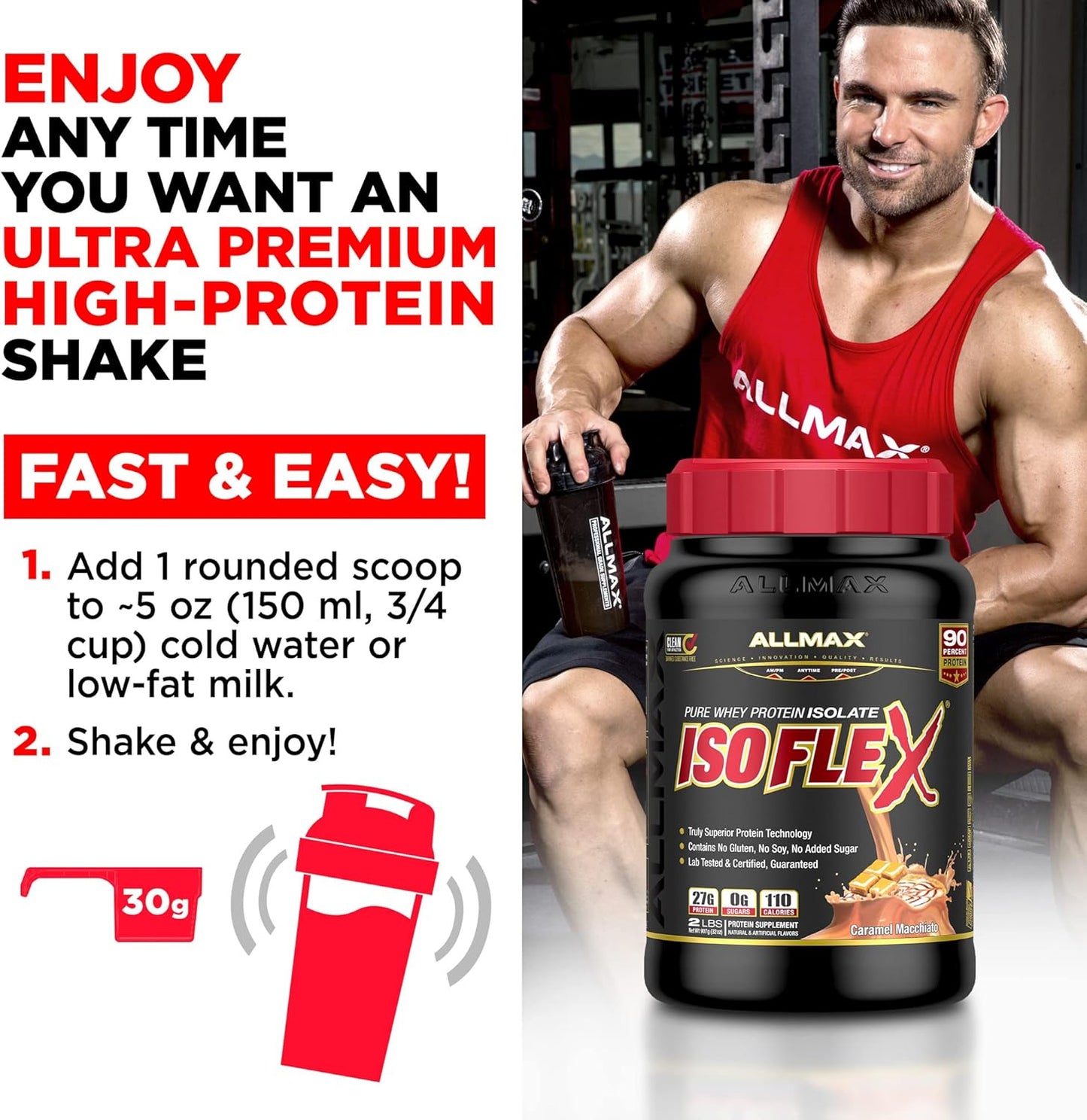 Chocolate Mint Whey Protein Isolate Powder - ALLMAX Nutrition ISOFLEX, 27g Protein, 2lb