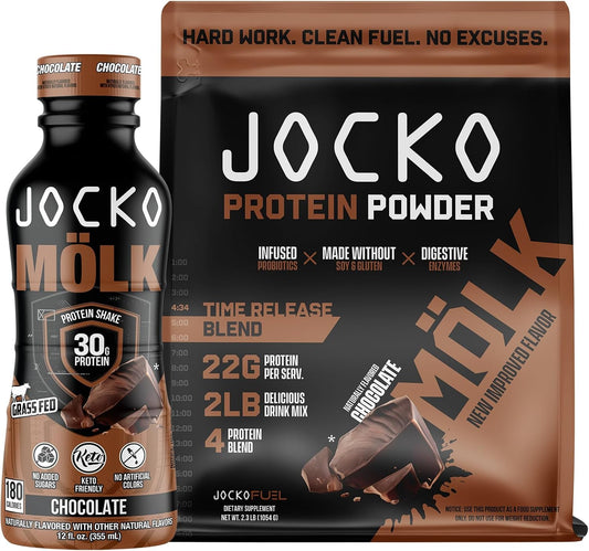 Chocolate MOLK Protein Powder & RTD Protein Shake Bundle - Jocko Fuel 2 Pack