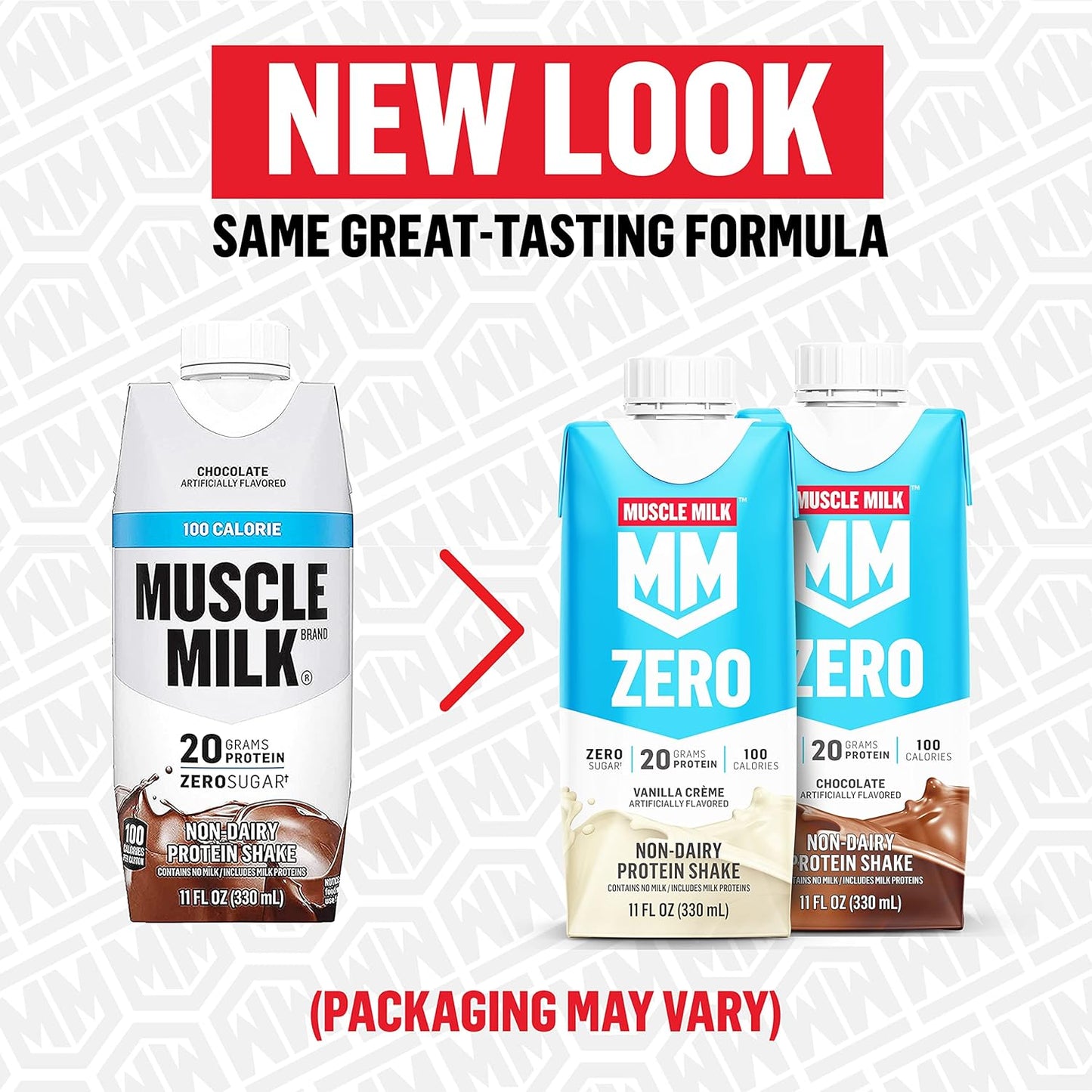 Chocolate Muscle Milk Zero Protein Shake - 12 Pack, 20g Protein, Zero Sugar, 100 Calories, Calcium, Vitamins A, C & D, 4g Fiber, Energizing Workout Recovery Snack