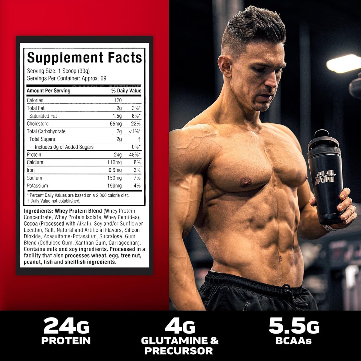 Chocolate MuscleTech Nitro-Tech Whey Gold Protein Isolate Smoothie Mix | 5 lbs for Muscle Gain (69 Servings) | Packaging May Vary - BoostGo Australia