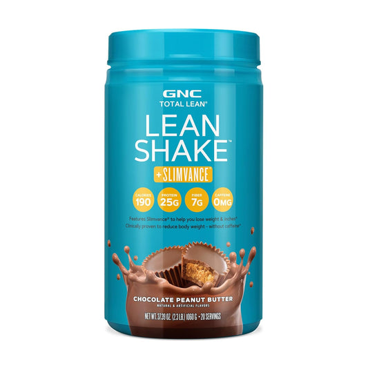 Chocolate Peanut Butter GNC Total Lean Shake with Slimvance - Caffeine Free Protein Powder for Slimming Formula - 20 Servings