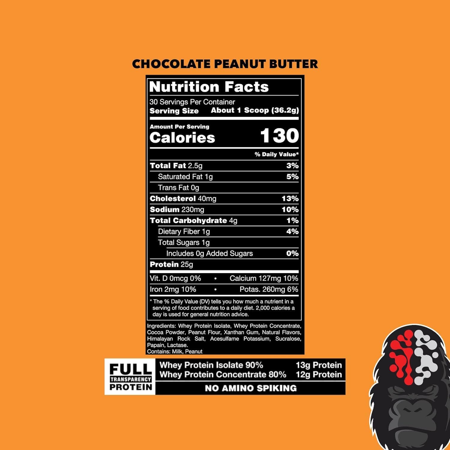 Chocolate Peanut Butter Gorilla Mode Whey Premium Protein - 25g Protein, Muscle Recovery & Growth - 30 Servings - BoostGo Australia