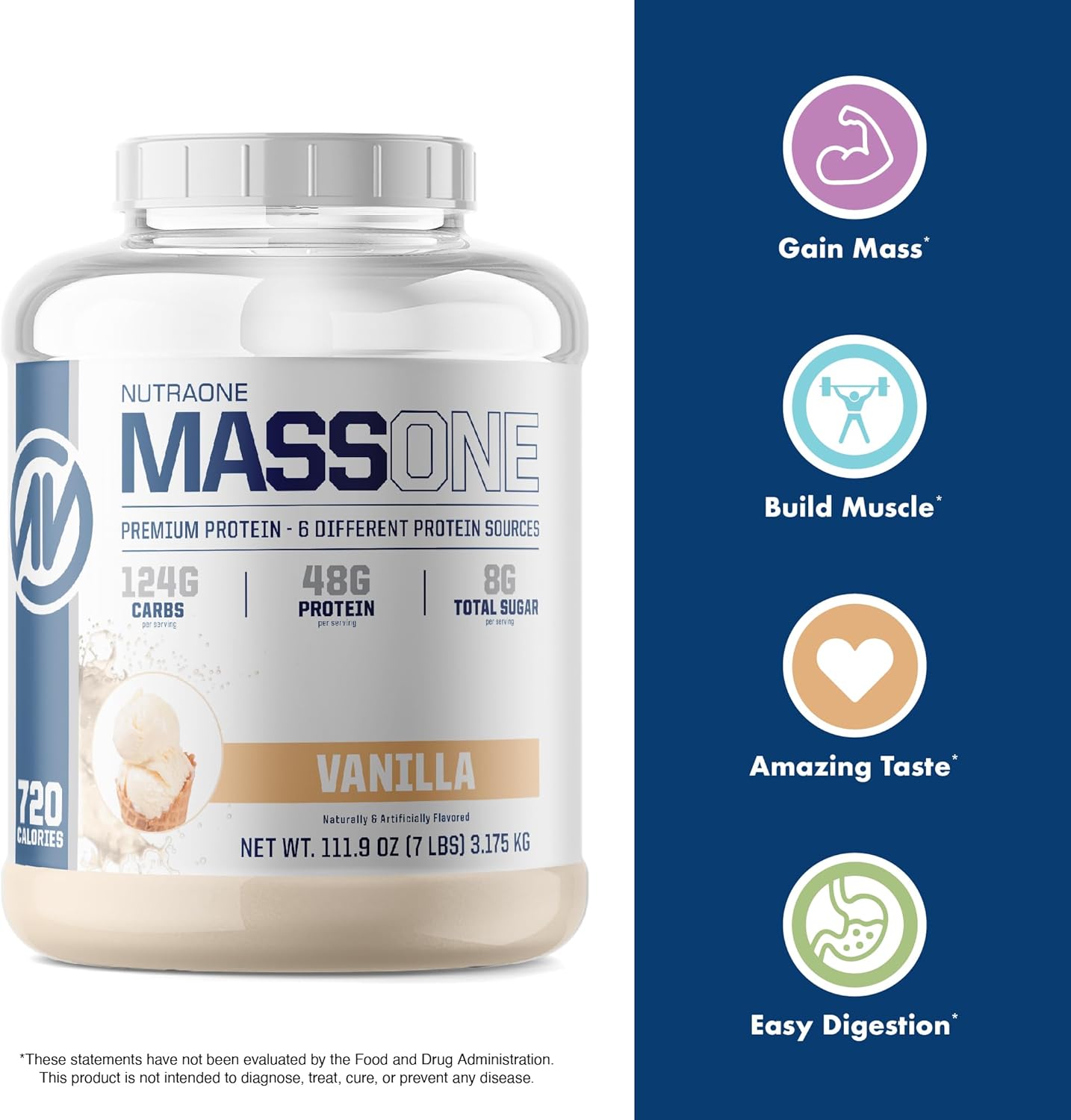 Chocolate Peanut Butter Mass Gainer Protein Powder for Muscle Mass Gain - 7 lbs. Meal Replacement by NutraOne