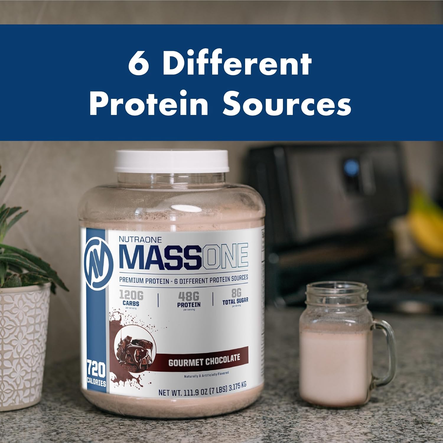 Chocolate Peanut Butter Mass Gainer Protein Powder for Muscle Mass Gain - 7 lbs. Meal Replacement by NutraOne