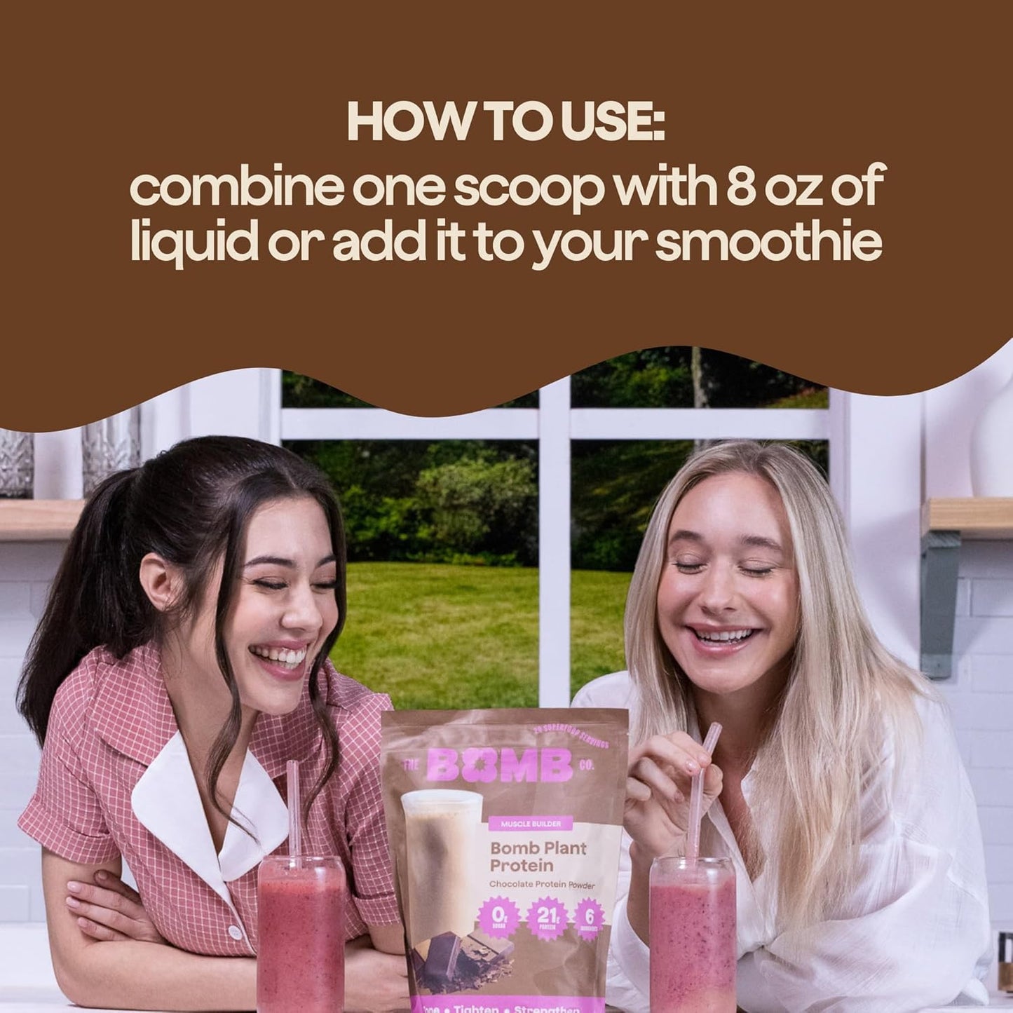 Chocolate Plant Protein Powder with 21g Protein, Amino Acids, and Zero Sugar - Blender Bombs The Bomb Co. Bomb - 20 Servings