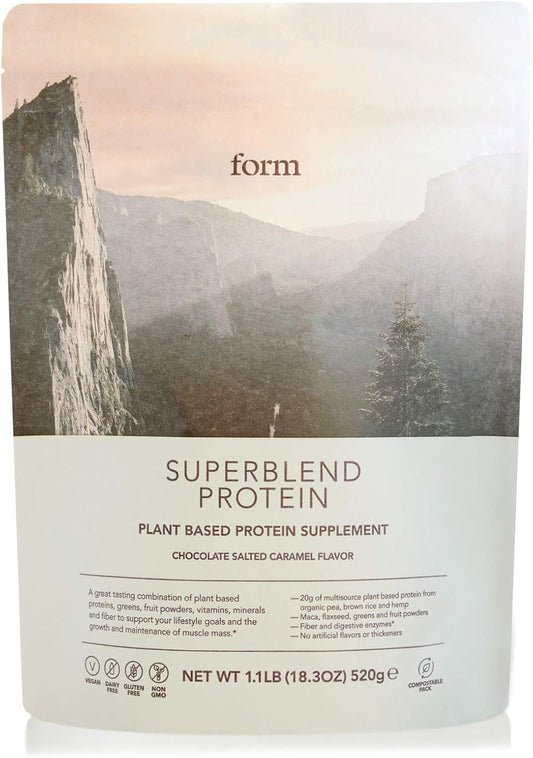Chocolate Salted Caramel Superblend Protein - Vegan Powder with Superfoods, Vitamins, Minerals - 20g Plant Based Protein per Serving