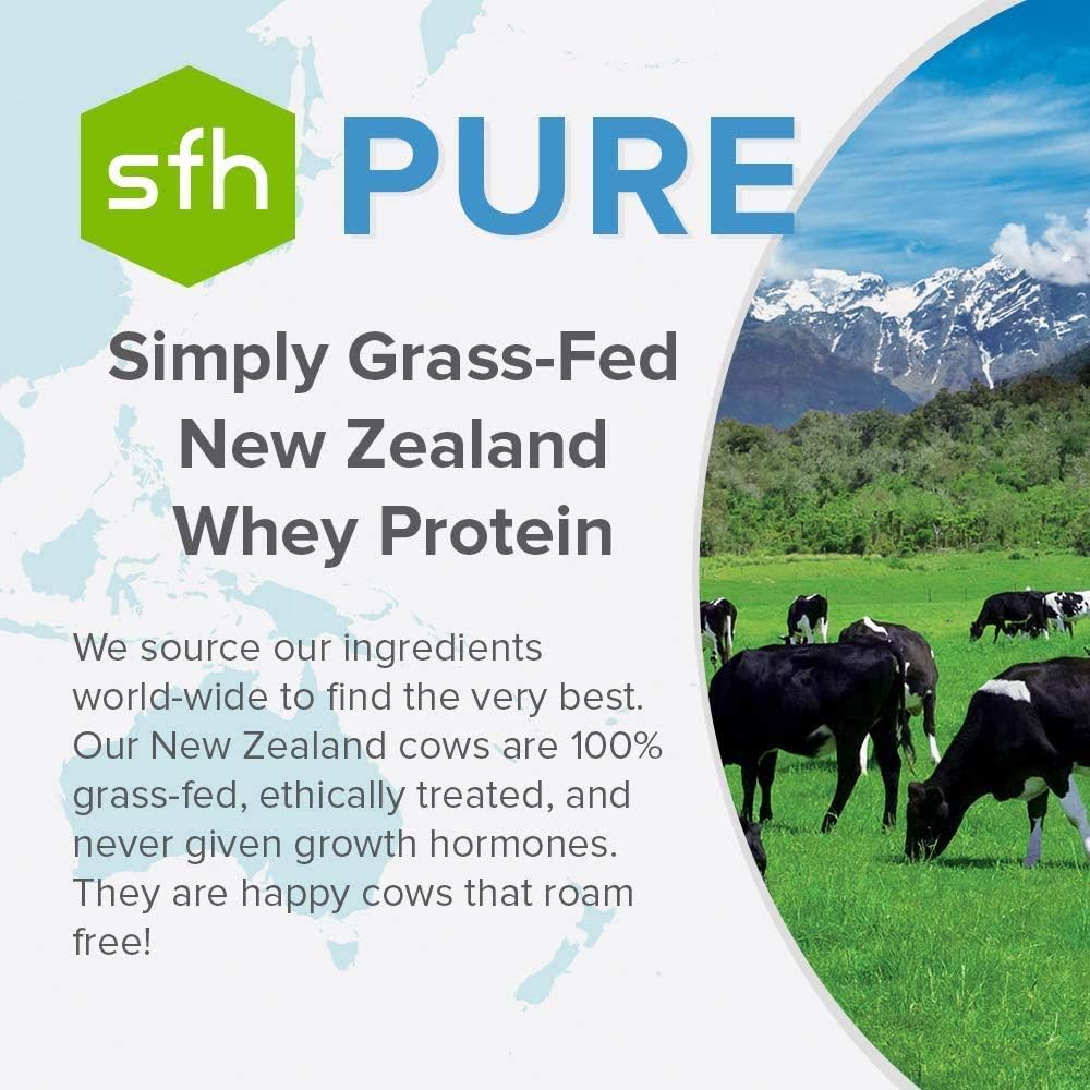 Chocolate SFH Pure Whey Protein Powder - Best Tasting Grass Fed Whey, Non-GMO, All Natural, Soy and Gluten Free - 31.6 Ounce Pack