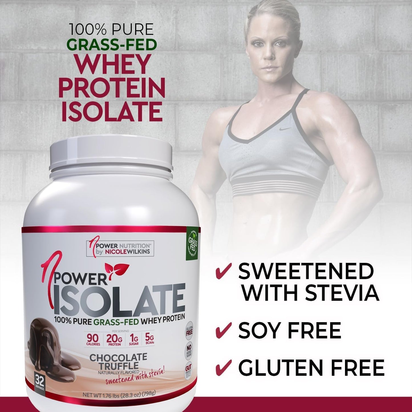 Chocolate Truffle Women's Protein Powder - Grass-Fed Whey Isolate, 20g Protein, Low Carb, 90 Calories - nPower Nutrition