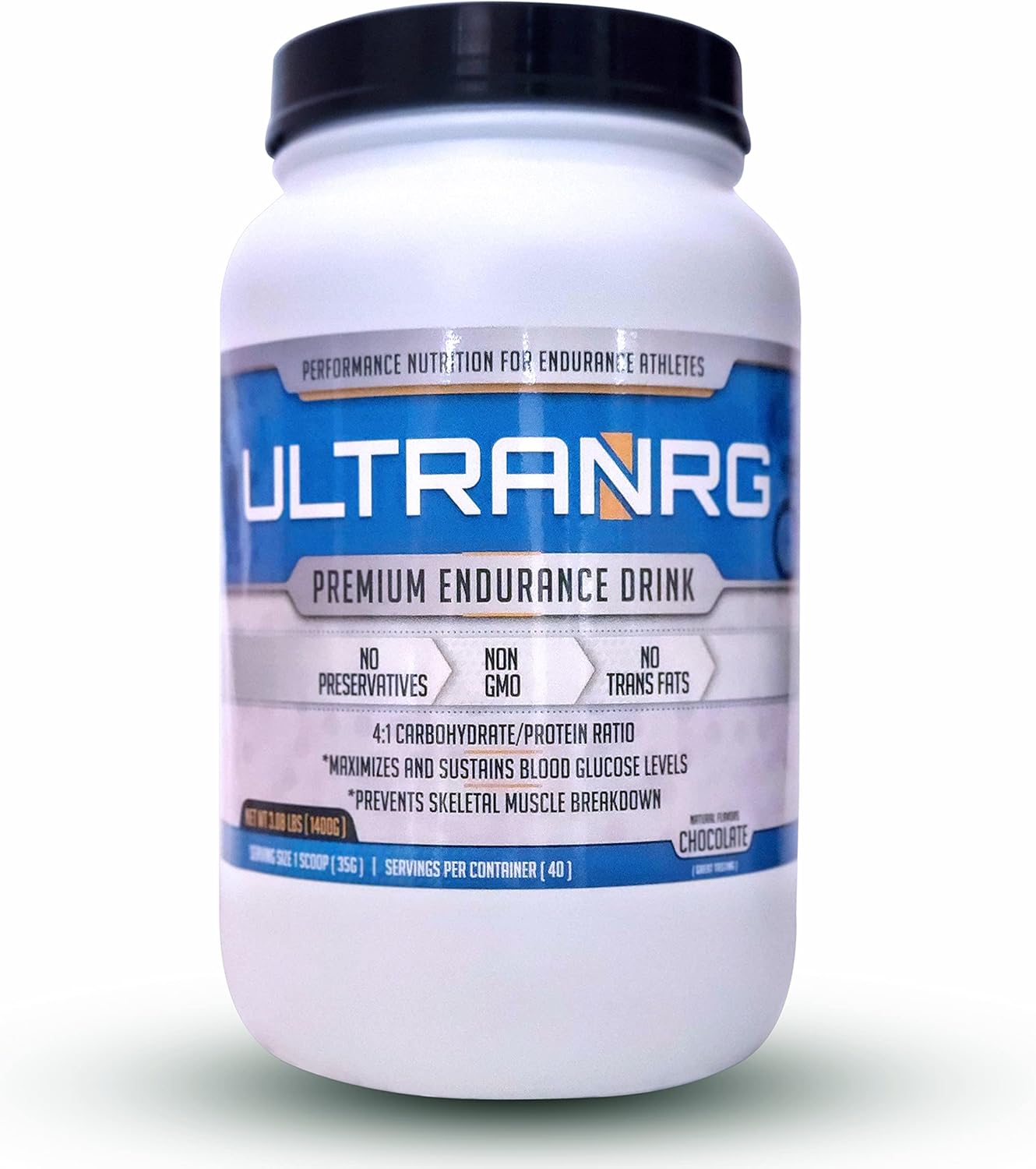 Chocolate ULTRANRG Endurance Drink Mix - 35g, 40 Servings - Liquid Nutrition for Athletes - Regulates Blood Glucose Spikes - Prevents Muscle Breakdown - Non-GMO, No Preservatives, No Trans Fats
