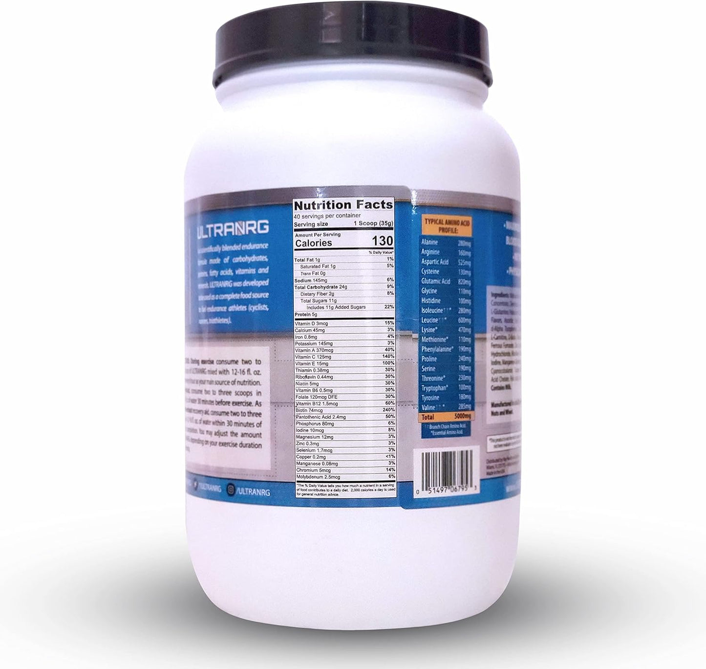 Chocolate ULTRANRG Endurance Drink Mix - 35g, 40 Servings - Liquid Nutrition for Athletes - Regulates Blood Glucose Spikes - Prevents Muscle Breakdown - Non-GMO, No Preservatives, No Trans Fats