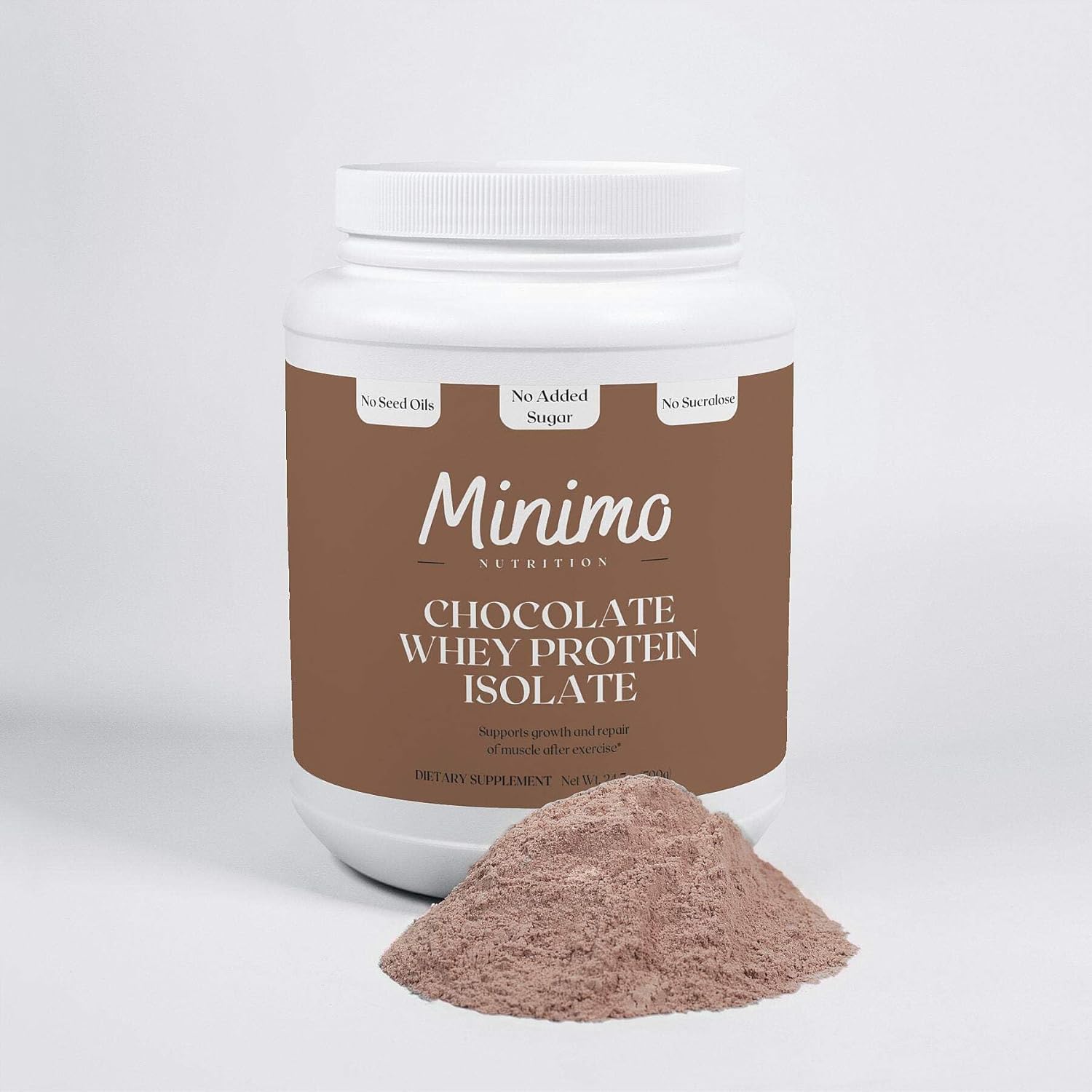 Chocolate Whey Isolate Protein Powder with Only 3 Ingredients - 1.61 lbs