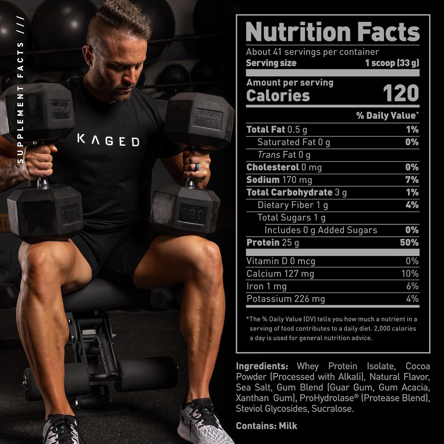 Chocolate Whey Protein Isolate Powder - 100% Pure Low Lactose, Post Workout Recovery, Muscle-Building Support, Delicious Taste - 41 Servings