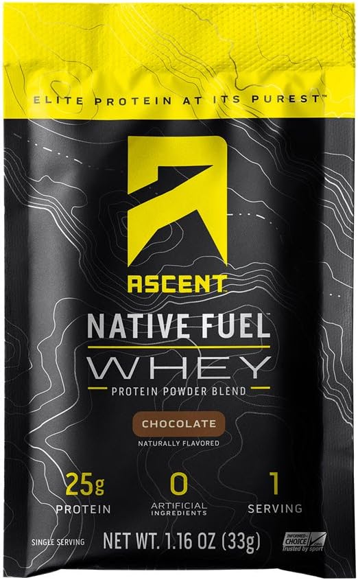 Chocolate Whey Protein Powder: Ascent Native Fuel - 15 Single Serving Packets