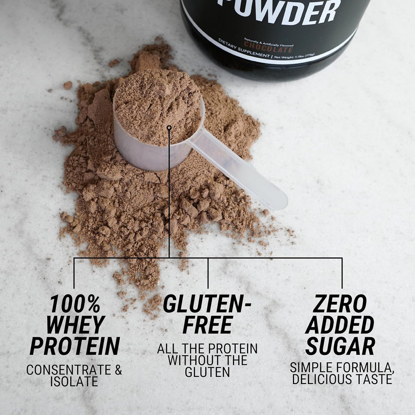 Chocolate Whey Protein Powder with Ashwagandha - 24g Protein, Sugar-Free, Gluten-Free - 25 Servings