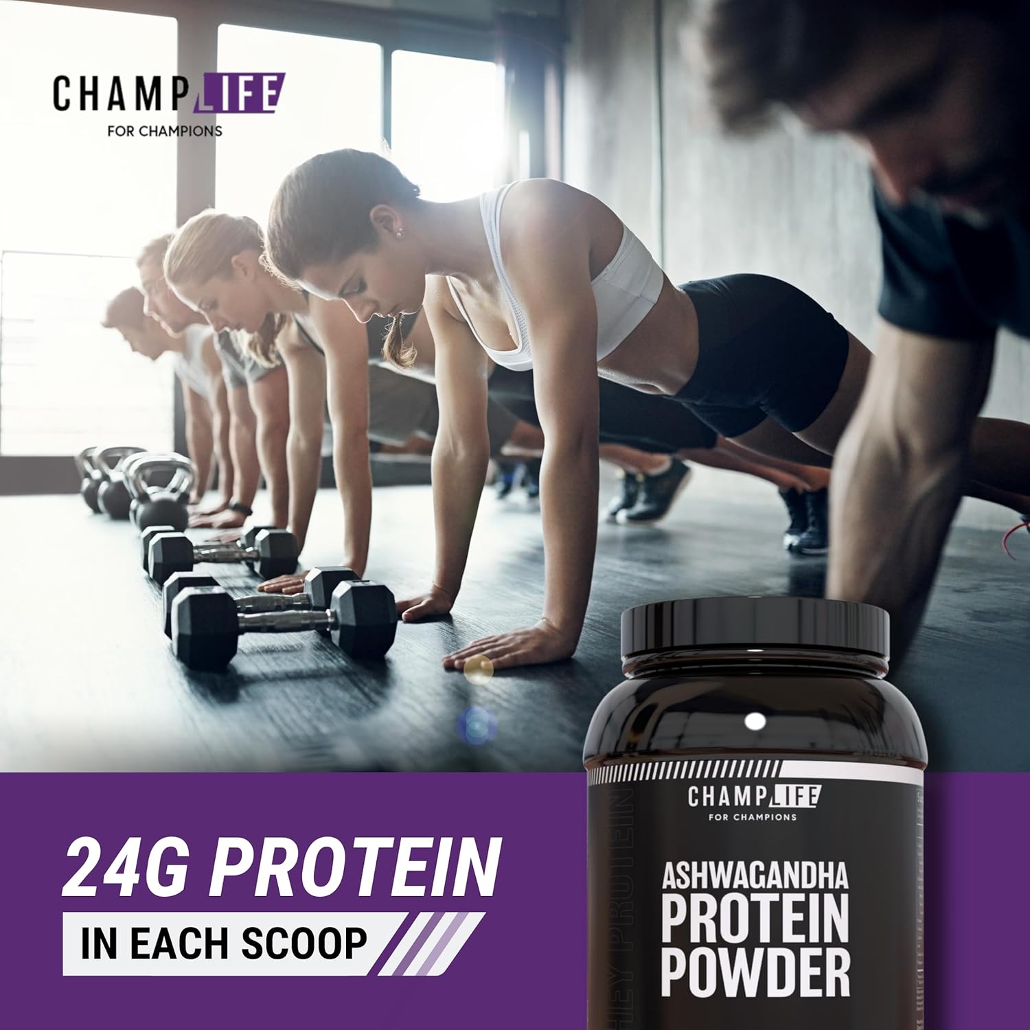 Chocolate Whey Protein Powder with Ashwagandha - 24g Protein, Sugar-Free, Gluten-Free - 25 Servings