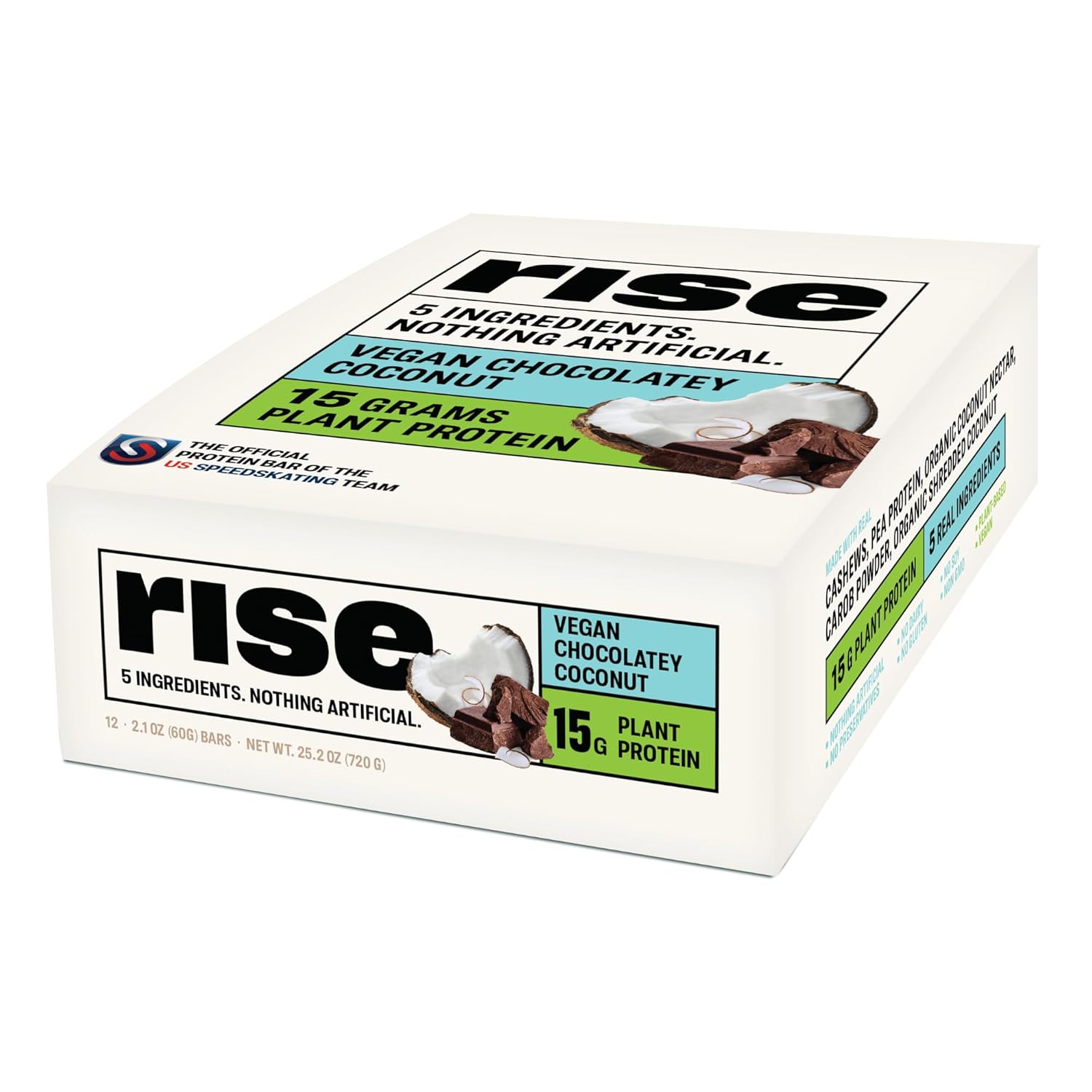 Chocolately Coconut Rise Pea Protein Bar - 15g Protein, 5 Whole Food Ingredients, Non-GMO, Gluten-Free, Soy-Free
