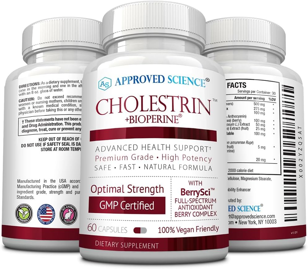 Cholestrin Lipid Level Support Supplement with Antioxidants & Berberine - 180 Capsules