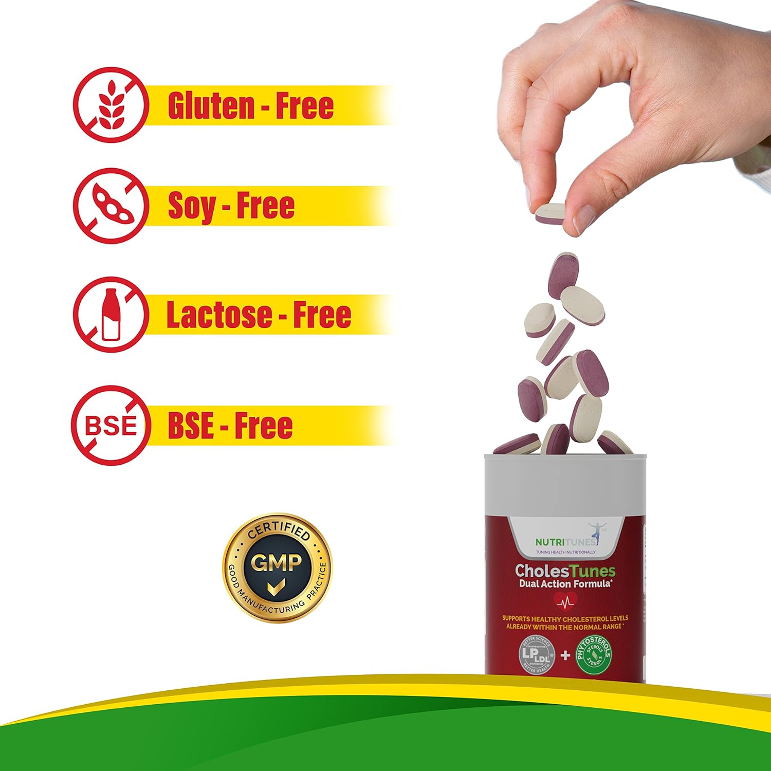 CholesTunes Cholesterol Support Supplement - Phytosterols & Probiotic LP LDL for Heart Health - Non-GMO, Gluten-Free, 60 Tablets