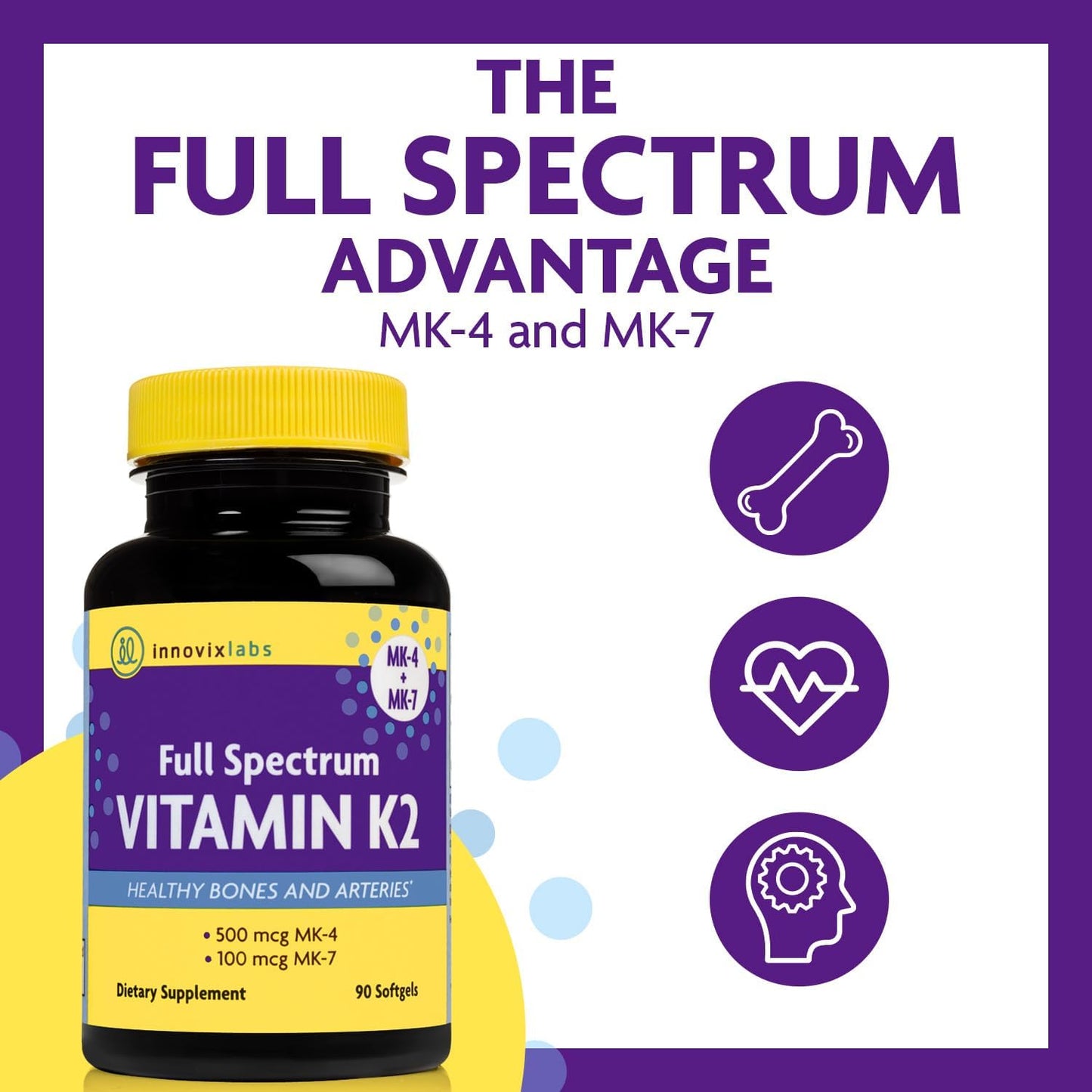 Choline Bitartrate 550mg & Vitamin K2 Bundle - Memory & Brain Health Support - 100 Capsules Choline + 90 Softgels Vitamin K2 - Cognitive Boost*