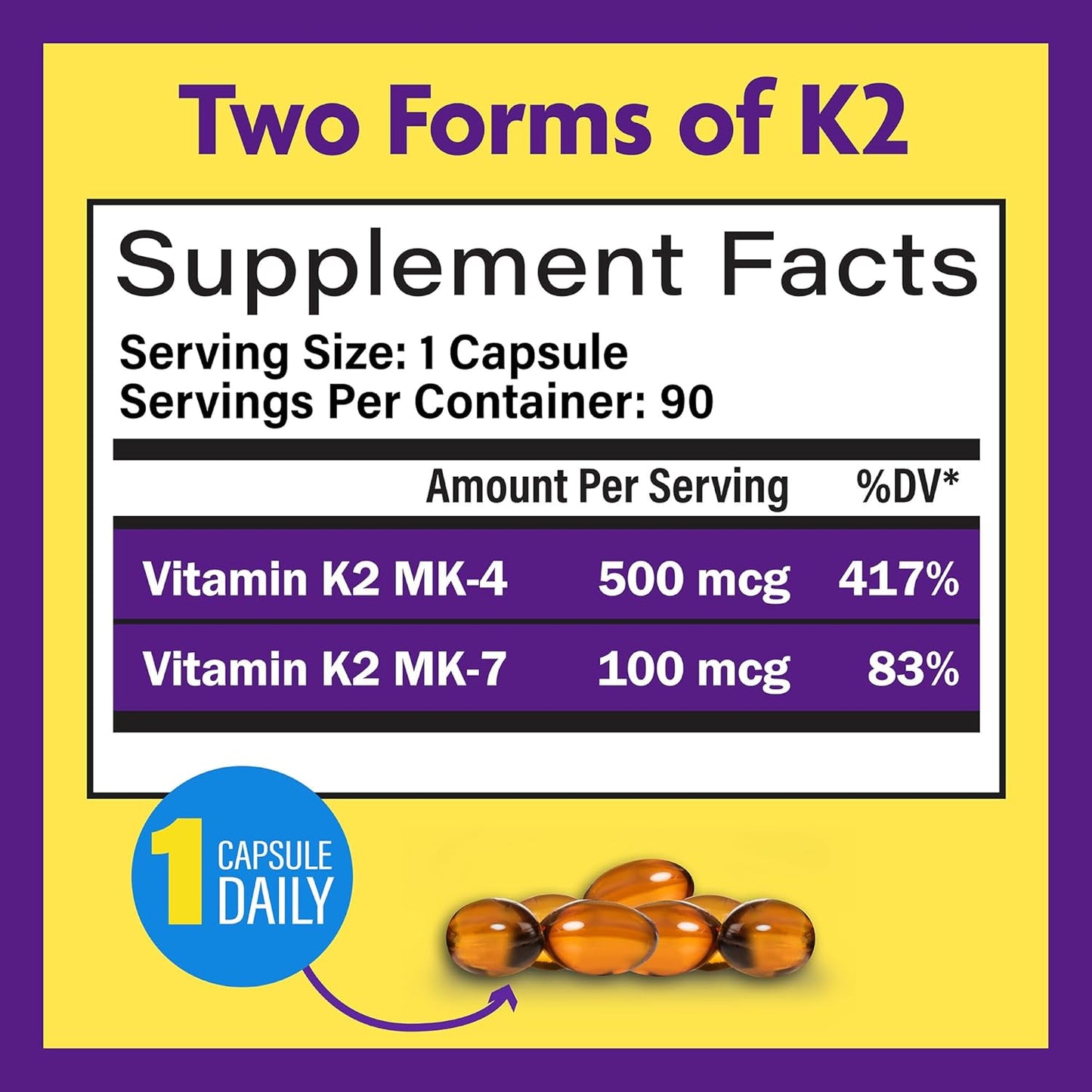 Choline Bitartrate 550mg & Vitamin K2 Bundle - Memory & Brain Health Support - 100 Capsules Choline + 90 Softgels Vitamin K2 - Cognitive Boost*