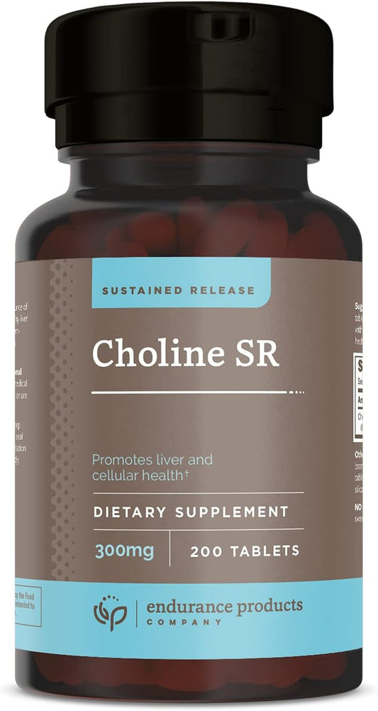 Choline Bitartrate Sustained Release Tablets - 300mg - 200 Count - Supports Brain Health, Focus, Memory - Prenatal Growth Supplement - Vegan & Non-GMO