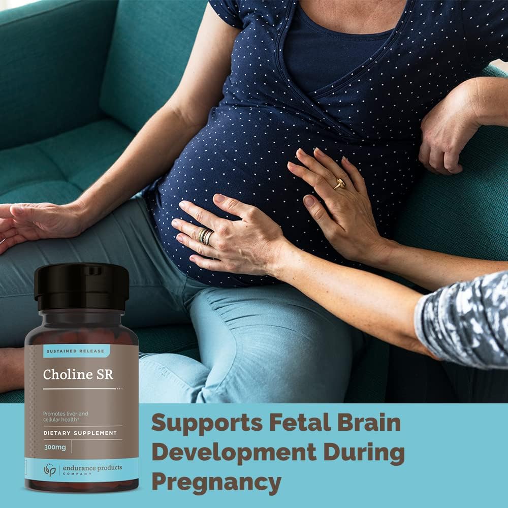 Choline Bitartrate Sustained Release Tablets - 300mg - Brain Health & Focus - Prenatal Development - Vegan & Non-GMO - 60 Count