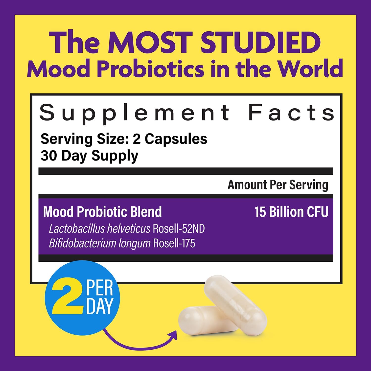 Choline & Mood Probiotic Bundle - 550mg Choline Bitartrate, 100 Capsules + Mood Probiotic, 60 Capsules - Memory & Brain Health Support.