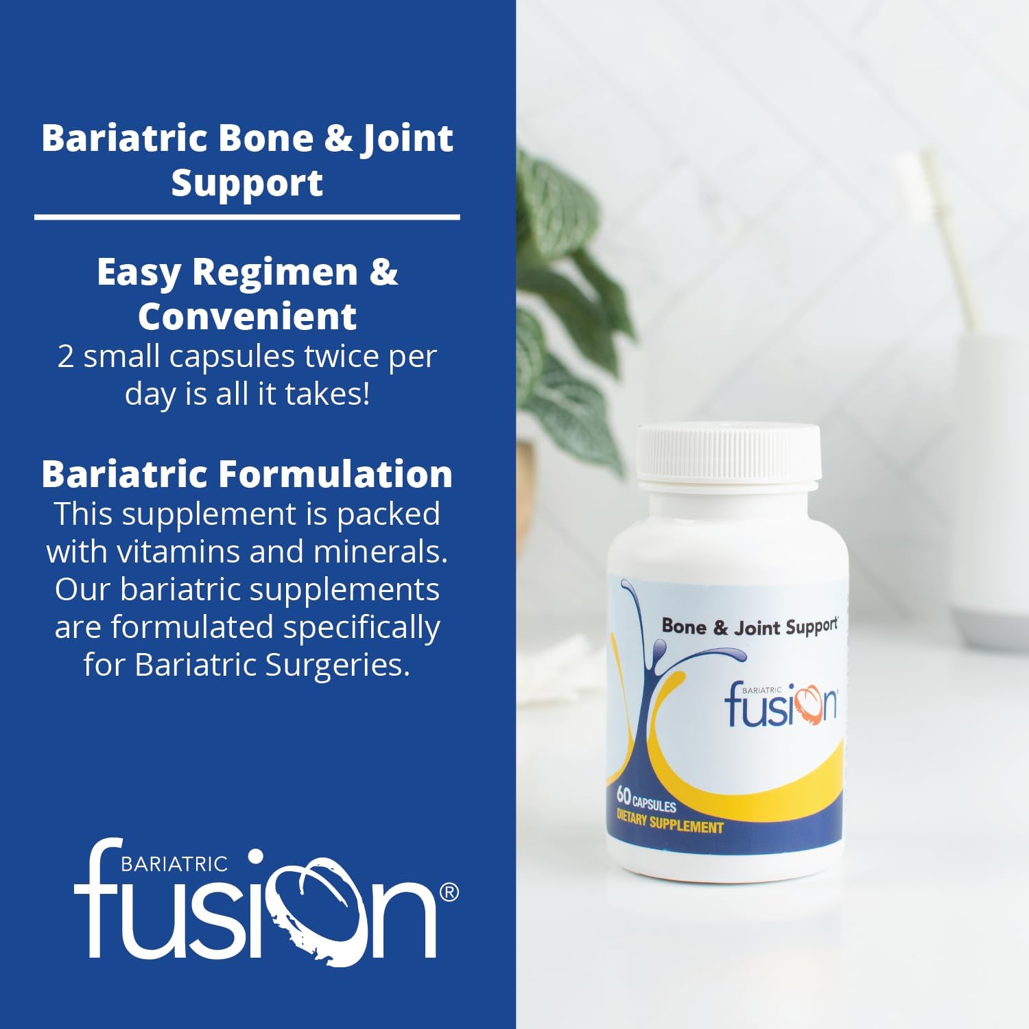 Chondroitin and Glucosamine Complex for Bone and Joint Support - Bariatric Vitamins for Women and Men - Gluten, Dairy, Soy Free - Non-GMO - 60 Capsules