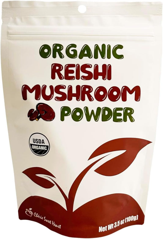 Chérie Sweet Heart Organic Reishi Mushroom Powder - 3.5 Oz - Immune Boosting Coffee Enhancer - Packaging May Vary