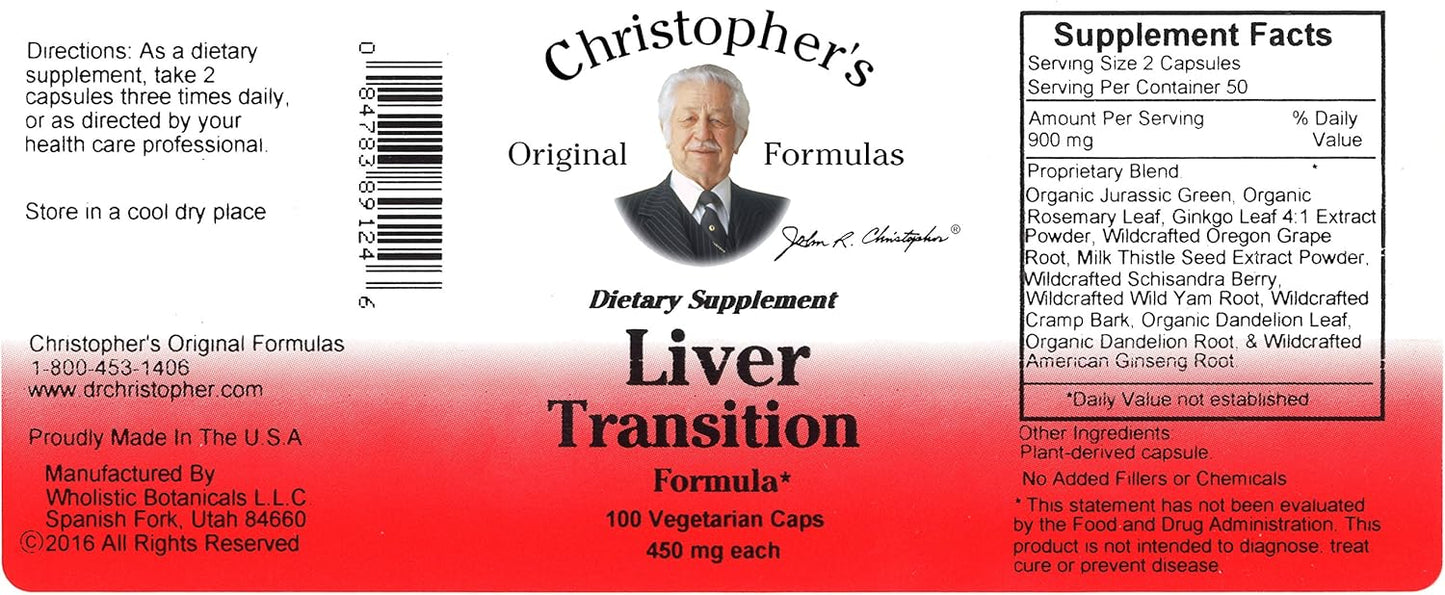 Christopher's Liver Transition Formula - 100 Vegetarian Capsules for Liver Support
