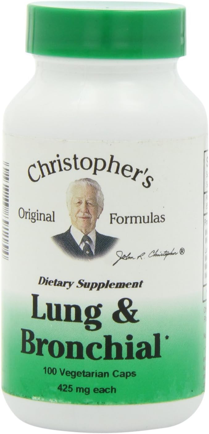 Christopher's Lung and Bronchial Support Supplement - 100 Capsules - 450mg Vegan Formula