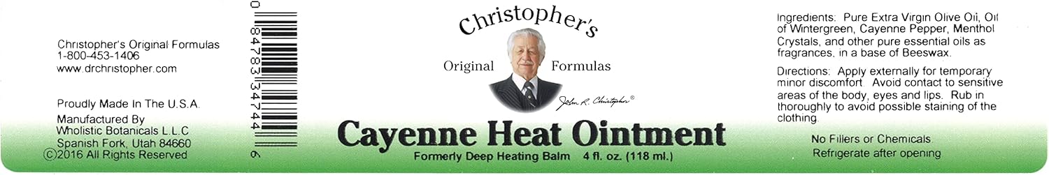 Christopher's Original Formulas Cayenne Heat Ointment - Herbal Topical for Discomfort & Circulation - 4 fl oz