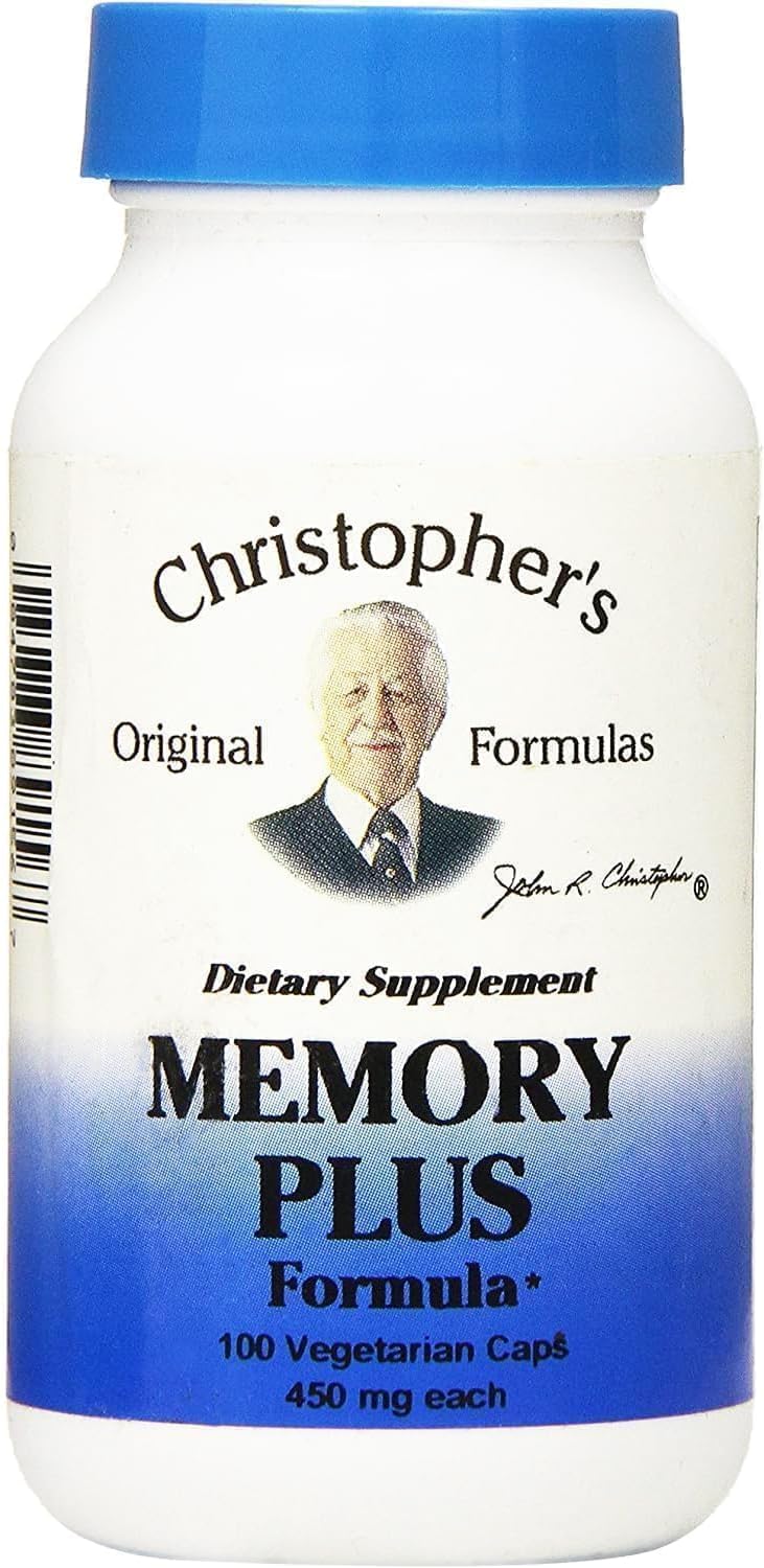 Christopher's Original Formulas Memory Plus Herbal Blend - Enhance Memory, Focus, & Cognitive Function - Natural Brain Supplements for Energy & Alertness