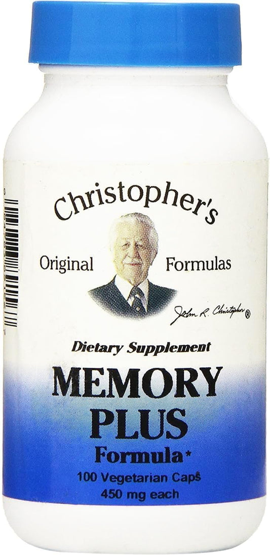 Christopher's Original Formulas Memory Plus Herbal Blend - Enhance Memory, Focus, & Cognitive Function - Natural Brain Supplements for Energy & Alertness