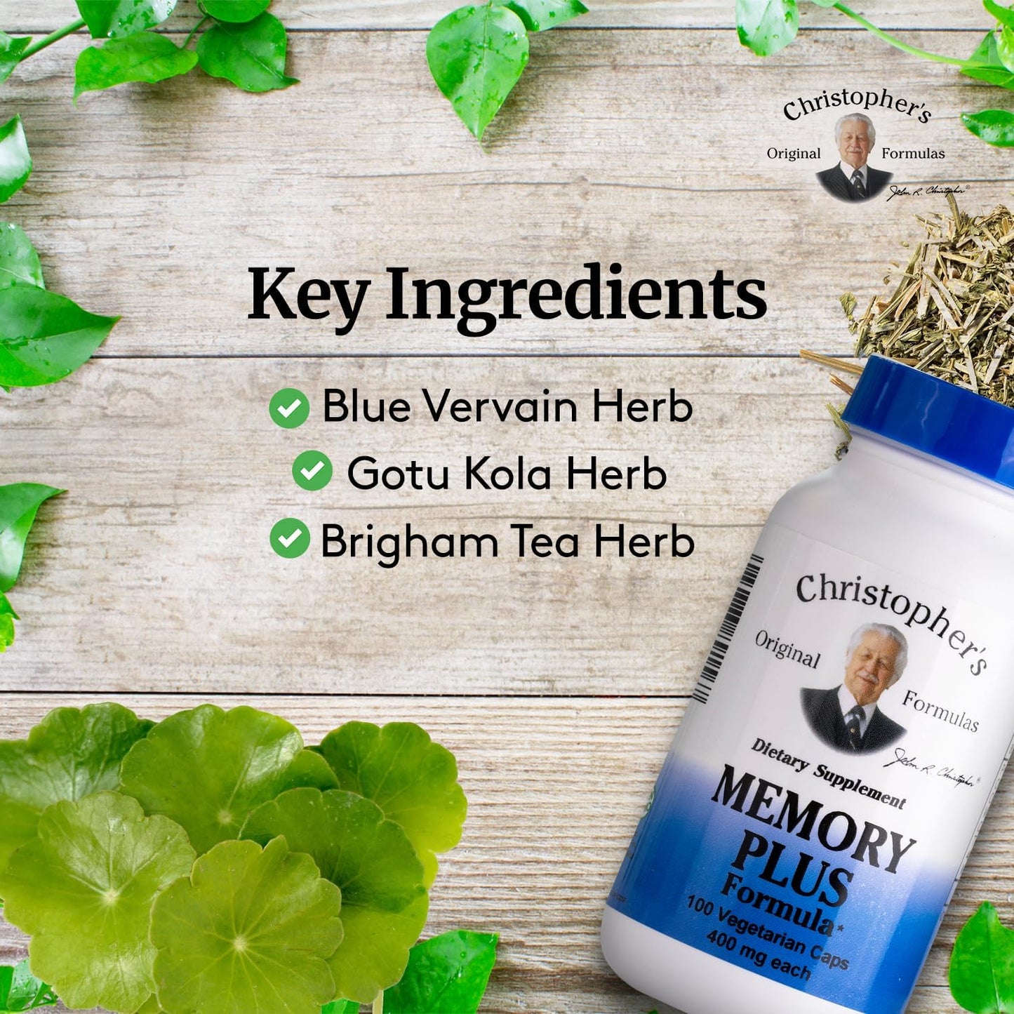 Christopher's Original Formulas Memory Plus Herbal Blend - Boost Memory & Focus with Brain Supplements - Enhance Cognitive Function, Energy, and Alertness
