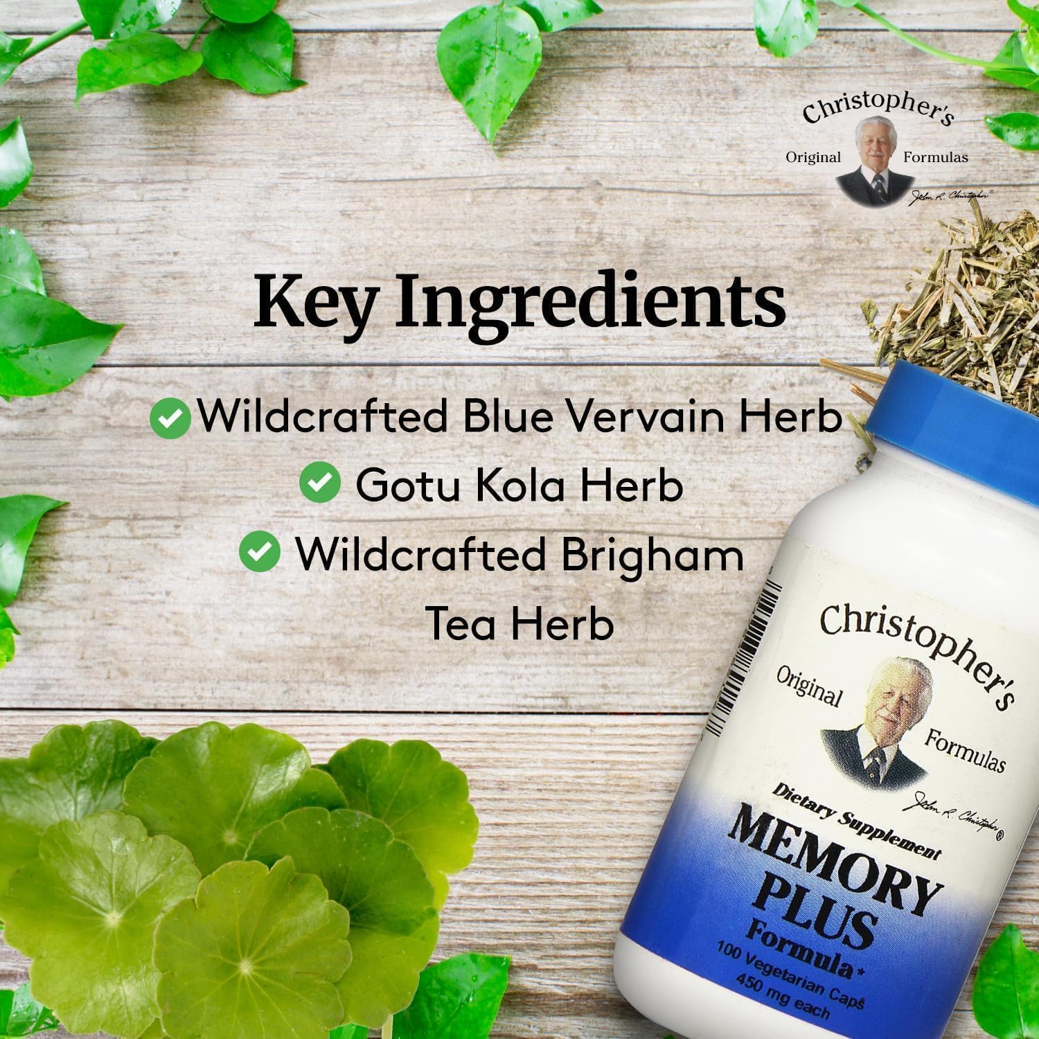 Christopher's Original Formulas Memory Plus Herbal Blend - Enhance Memory, Focus, & Cognitive Function - Natural Brain Supplements for Energy & Alertness