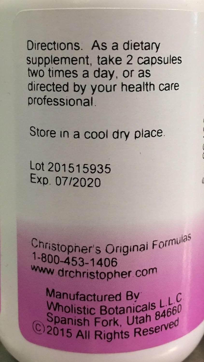 Christopher's Original Formulas Red Raspberry Leaves Capsules, 450 mg - 100 Vegetarian Capsules