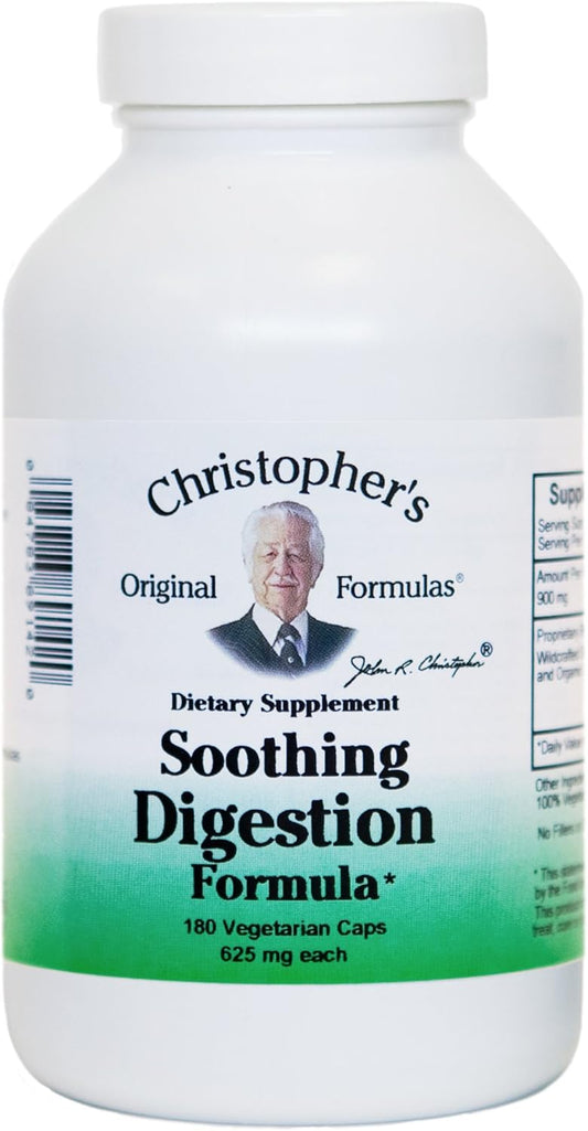 Christopher's Original Formulas Soothing Digestion Supplement - 600mg, 180 Vegetarian Capsules
