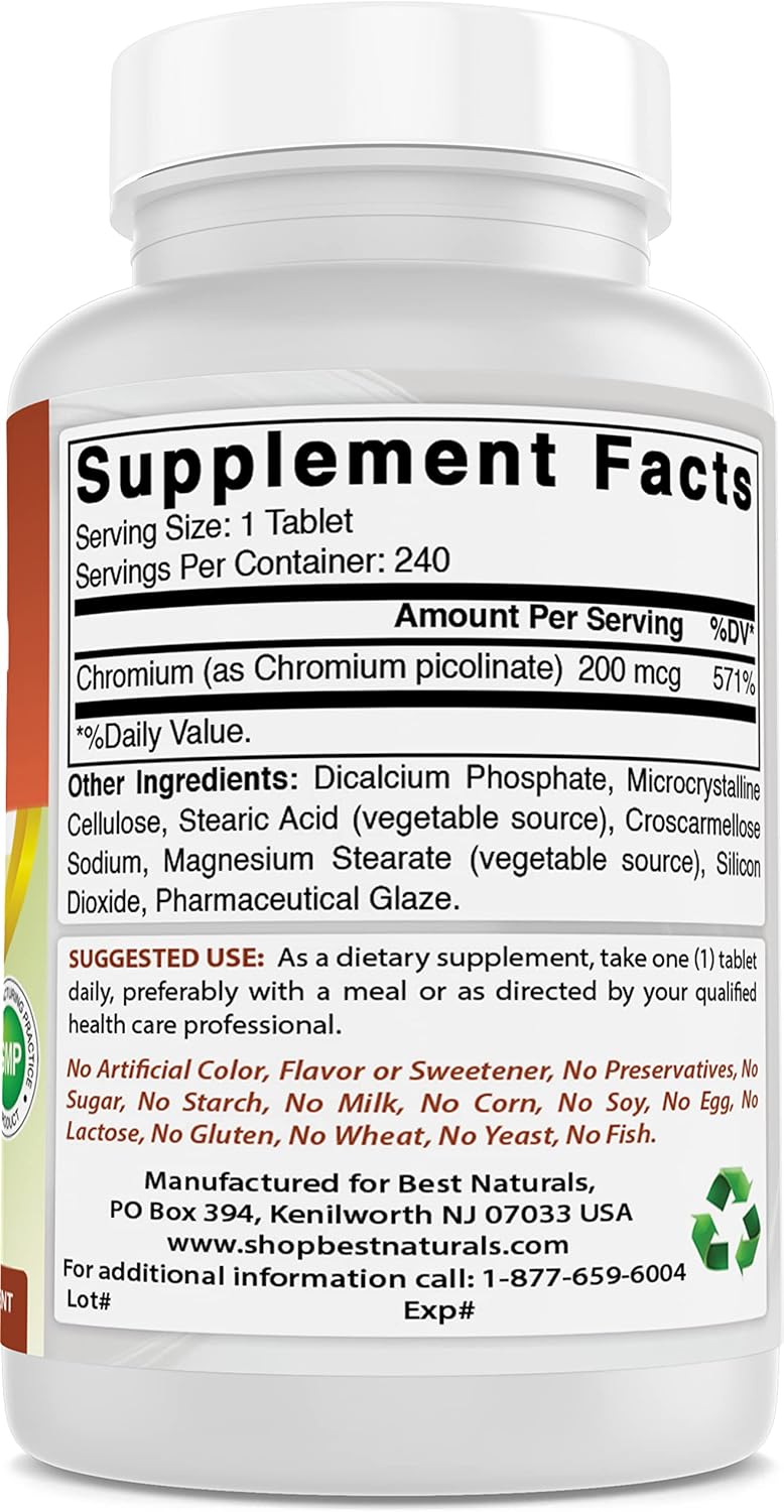 Chromium Picolinate 200mcg & Ashwagandha Extract 500mg - Top Quality Natural Supplement for Overall Wellness
