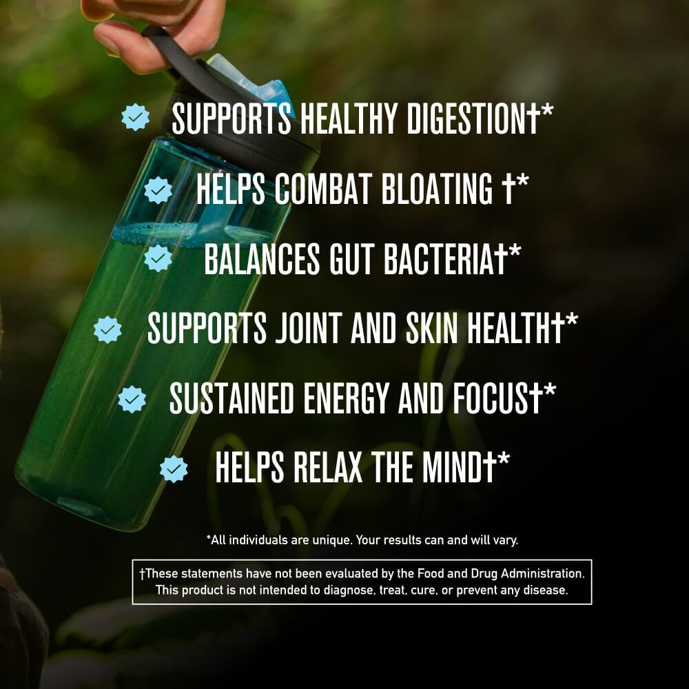 Chuck Norris Roundhouse Provisions Morning Kick Greens Superfood Powder with Ashwagandha, Collagen, Probiotics - Boosts Energy, 30 Servings - Strawberry Lemonade