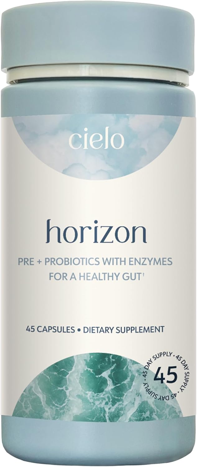 Cielo Daily Horizon Prebiotics and Probiotics for Adults - 20 Billion CFU Daily Probiotics with Digestive Enzymes - Gut Health Support for Men and Women (45 Days)