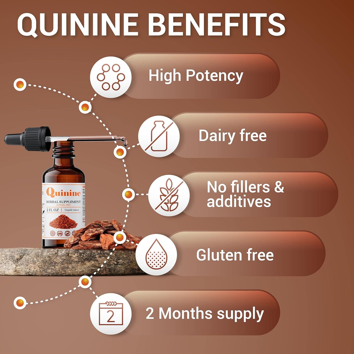 Cinchona Bark Herbal Supplement - Quinine Tincture Extract for Immune System Support - Alcohol and Gluten Free - 2 Fl Oz