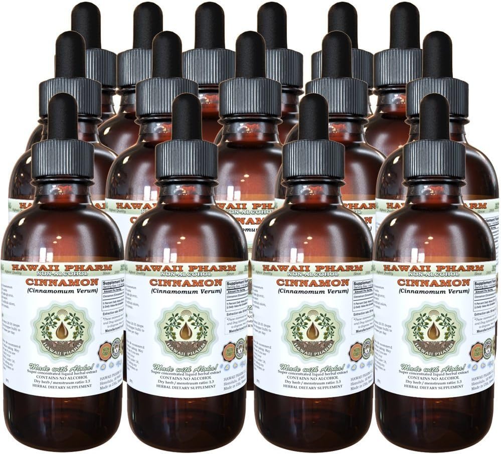 Cinnamon Alcohol-Free Liquid Extract - 60 oz - Cinnamomum Verum Dried Bark Glycerite - Hawaii Pharm Herbal Supplement