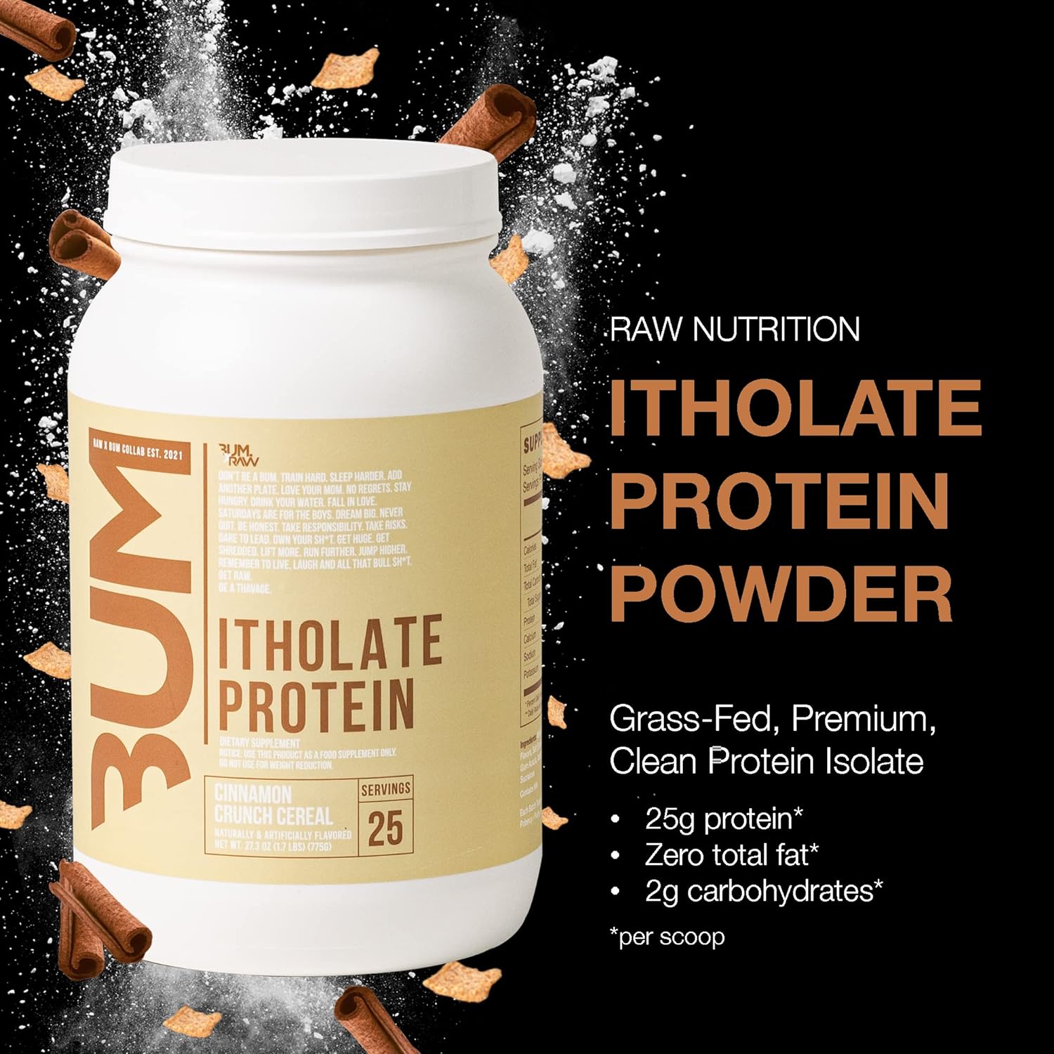 Cinnamon Crunch Grass-Fed Whey Isolate Protein Powder for Muscle Growth & Recovery - Naturally Flavored - 25 Servings - BoostGo Australia