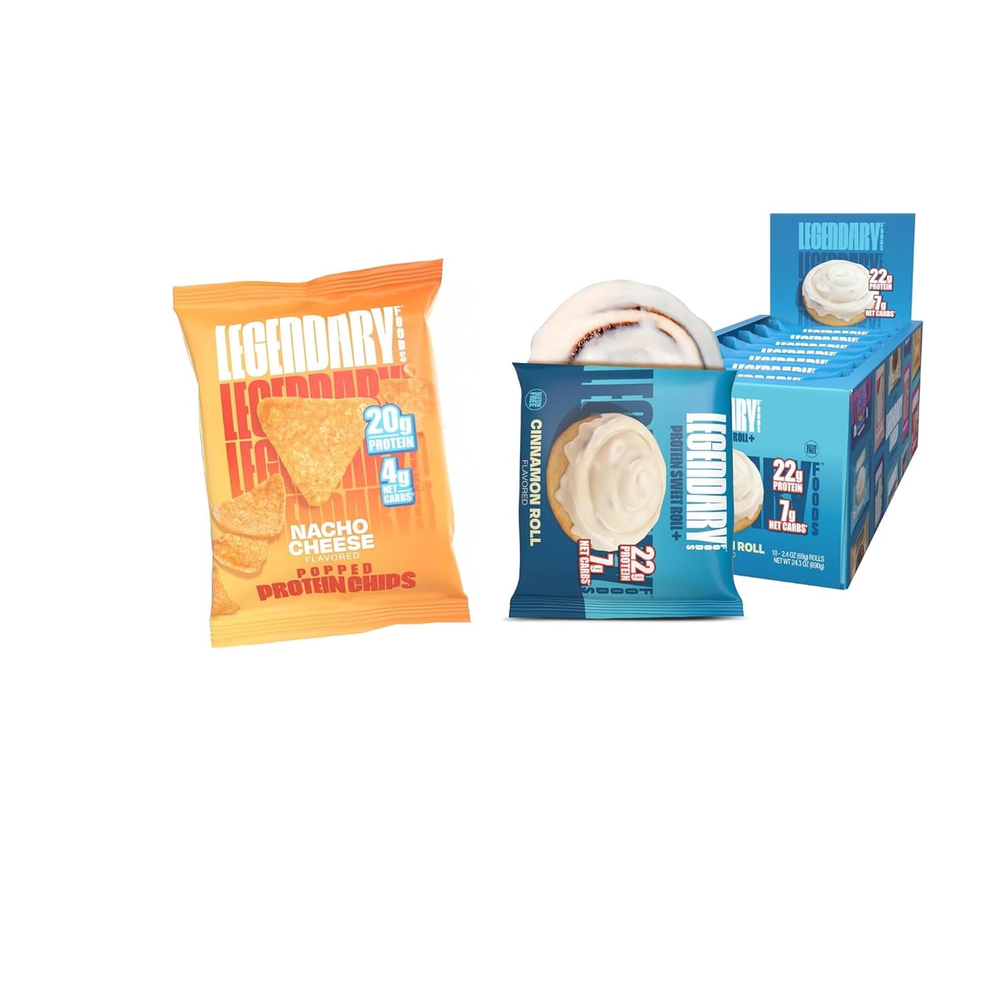 Cinnamon Roll and Protein Chips Bundle - 22g Protein in Rolls, 20g Protein in Chips