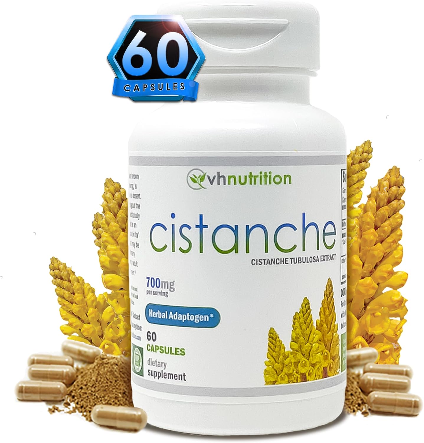 Cistanche Capsules for Men | Hormone Support Supplement | 700mg per Serving | Energy, Vitality, and Well-Being | 60 Capsules