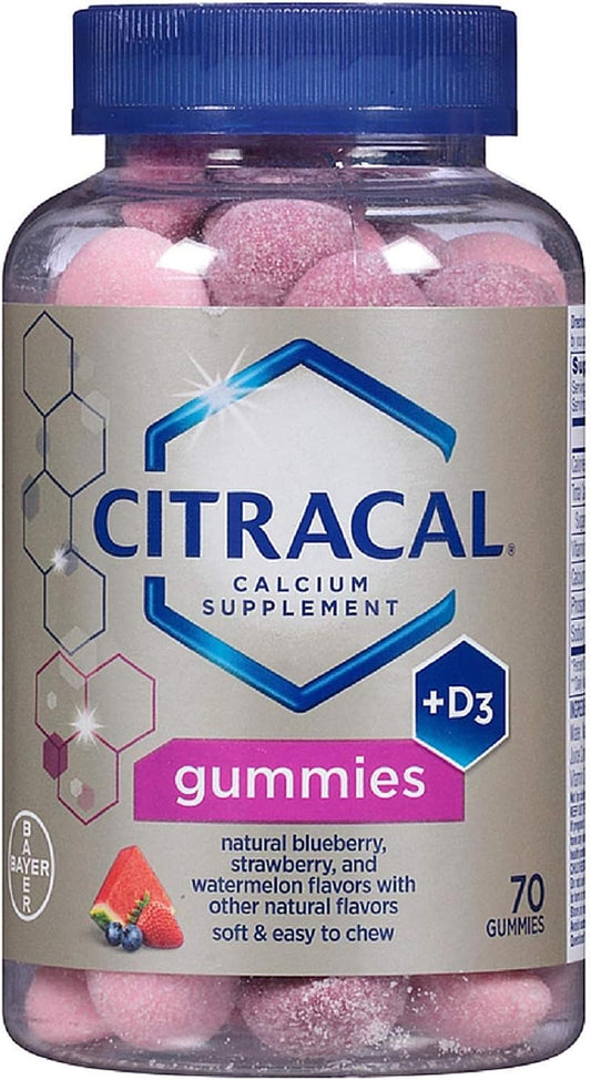 Citracal Calcium Gummies 210 Count - Pack of 3 - Chewable Calcium Supplement for Bone Health and Strong Teeth - Citrus Flavor