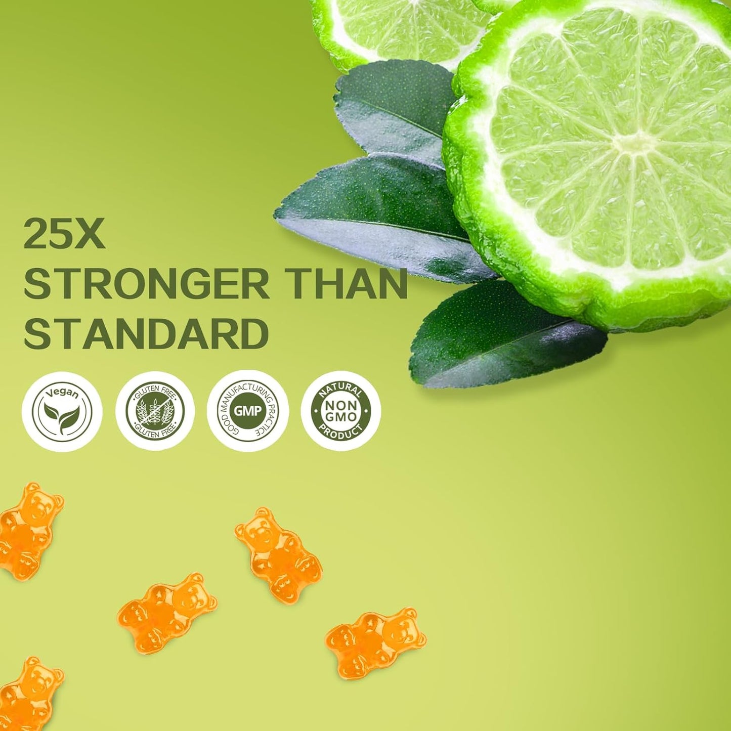 Citrus Bergamot Gummies 1000mg with Vitamin D3+K2 for Heart & Immune Support - Vegan, All-Natural, Sugar-Free - 60 Gummies